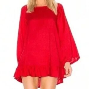 Sundress‎ Women's XS/S Red Beaded Tassel Long Sleeve Cover Up Dress Boho Beach